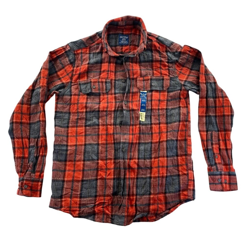 Faded Glory Men's Flannel Shirt Small Red Plaid  Long Sleeve Western Casual